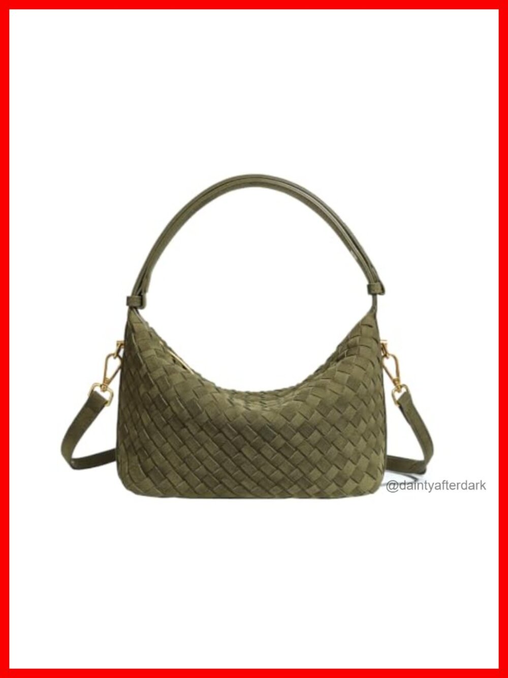 Woven Faux Suede Shoulder Bag Slouchy Crescent Hobo Purse